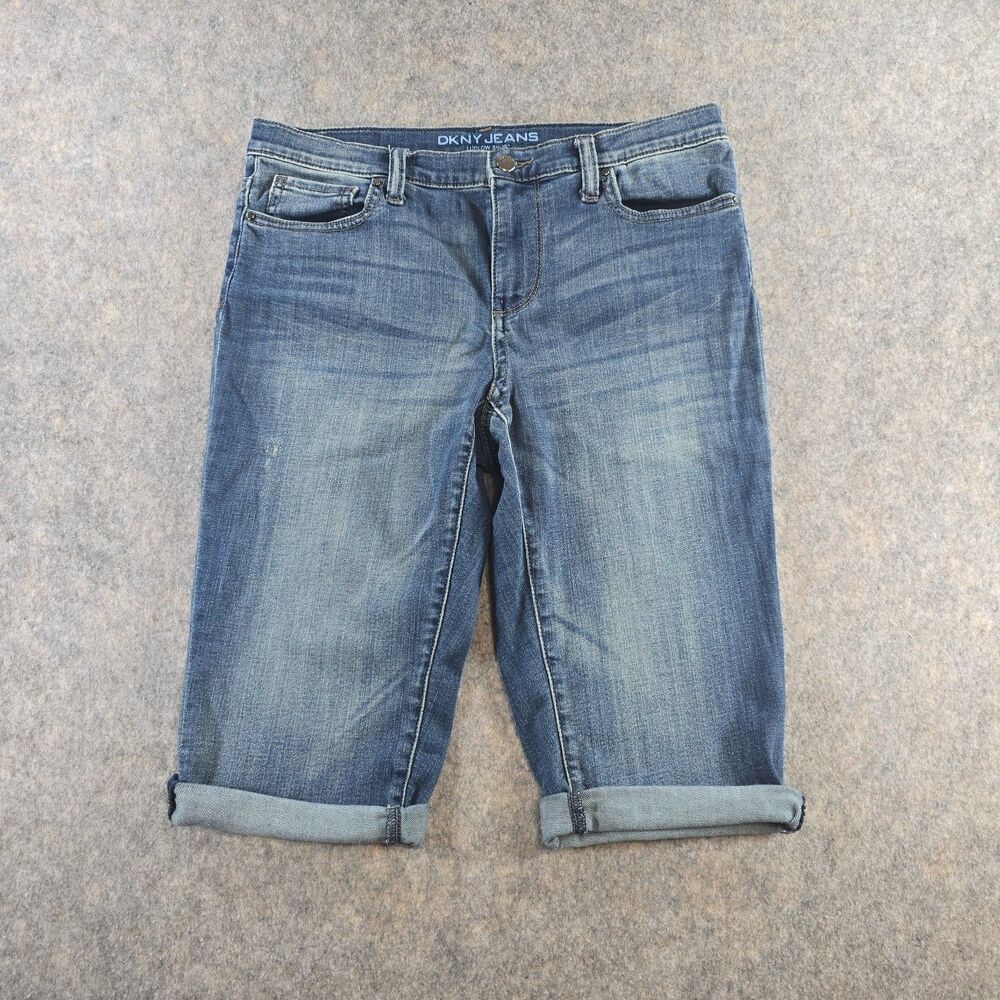 DKNY Jeans Women’s Size 8 Ludlow Mid Rise Bermuda Shorts Medium Wash Blue Denim